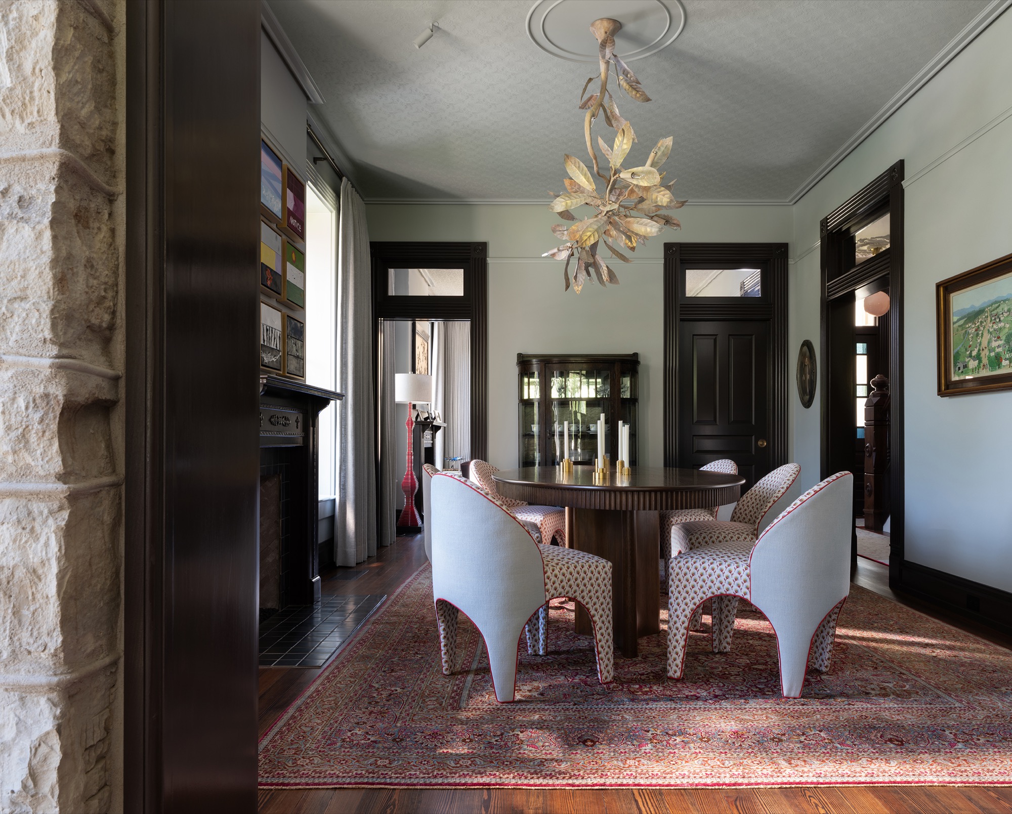 Victorian House dining room with transom windows in Austin, Texas